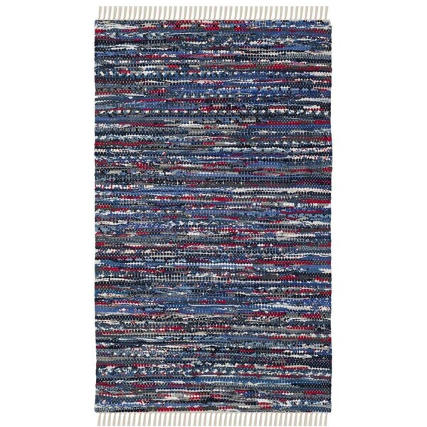 Safavieh Rag Rug Small Rectangle Area Rug, Blue and Multicolor - 3 x 5 ft. RAR128B-3 - main